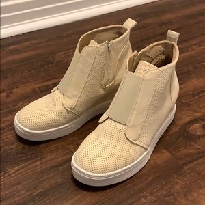 Cream sneaker wedges